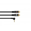 Cablu Jack 3.5 stereo 90° la 2 RCA tata, 1.5 m, negru, Omnitronic 30225010