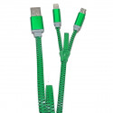 Cablu incarcare USB compatibil Android si IOS, verde, ZZIPP ZZACC2VE