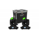 Set 2x Moving head LED + case Audibax Monster Beam 7R Double Black