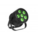 Proiector compact de podea negru cu LED RGB/WW, Eurolite LED Silent Par 6 QCL floor bl