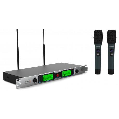 Set 2 microfoane wireless Audibax Missouri Free Hand Dual UHF Black and Silver