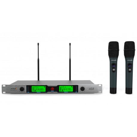 Set 2 microfoane wireless Audibax Missouri Free Hand Dual UHF Black and Silver