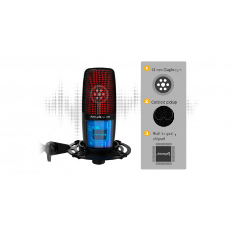 Pachet microfon de studio cu USB Audibax London 800 USB Pro Pack Silver