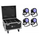 Set 4x AKKU IP PAR 7 QCL WDMX + flightcase cu incarcare, Eurolite 20000740