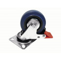 Roata pivotanta 75 mm albastra cu frana, Roadinger 30003894