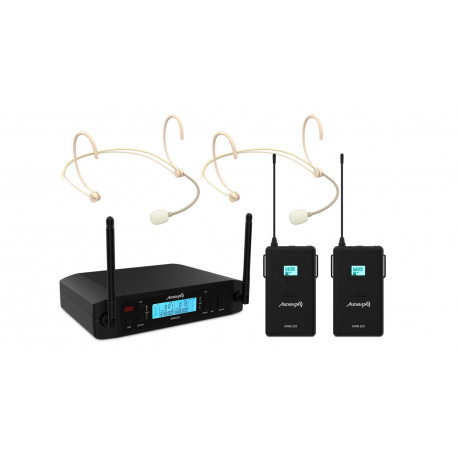 Set 2 lavaliere headset wireless UHF Audibax AWM 203