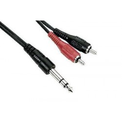 Cablu Jack 6.3 stereo la 2 RCA tata, 3m Stage Line MCA-302