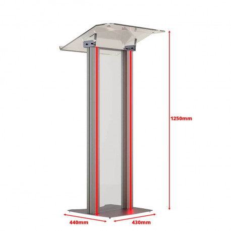 Pupitru pentru conferinta din plexiglas si aluminiu, iluminare LED  Partysound PCF-Basic/SLED