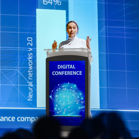 Pupitru Digital cu display LED LG, pentru conferințe, din plexiglas transparent Partysound LE151