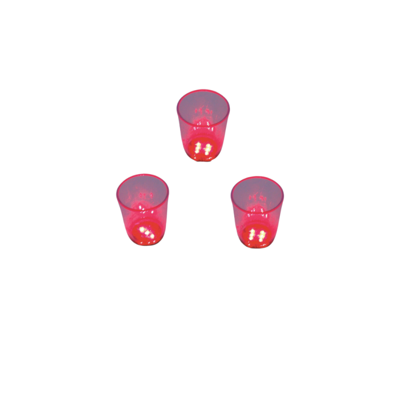 Set de 3 pahare LED 2 oz cu Dice Play, roșu, 3x, Eurolite LED Glass 2oz with Dice Play, red, 3x
