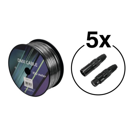 Set cablu DMX 2x0.22 100m 100m + 10 x conectori XLR EUROLITE 20000429