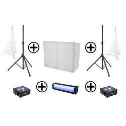 Set Stand mobil DJ + 2 reflectoare LED Flat-Light 3 + bara LED Bar-6 + stativ EUROLITE 20000520