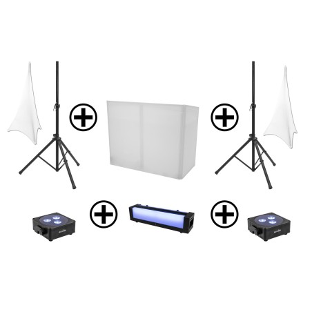 Set Stand mobil DJ + 2 reflectoare LED Flat-Light 3 + bara LED Bar-6 + stativ EUROLITE 20000520