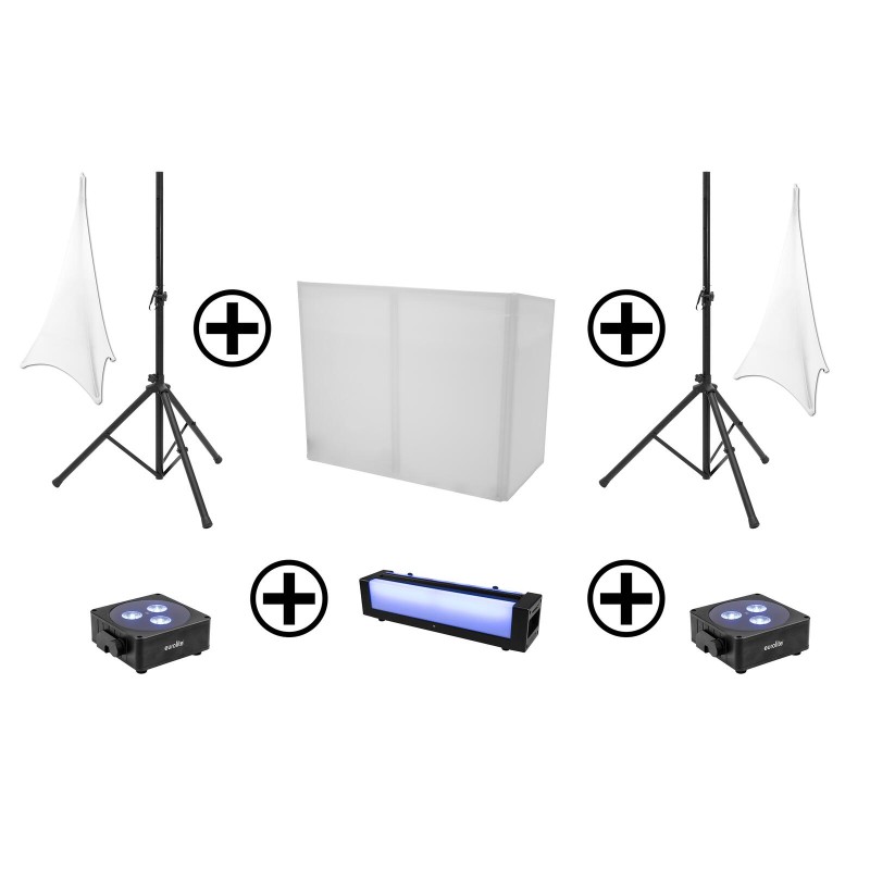 Set Stand mobil DJ + 2 reflectoare LED Flat-Light 3 + bara LED Bar-6 + stativ EUROLITE 20000520