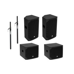 Set 2 boxe active OMNITRONIC AZX-212A + 2 x subwoofere PA AZX-115A