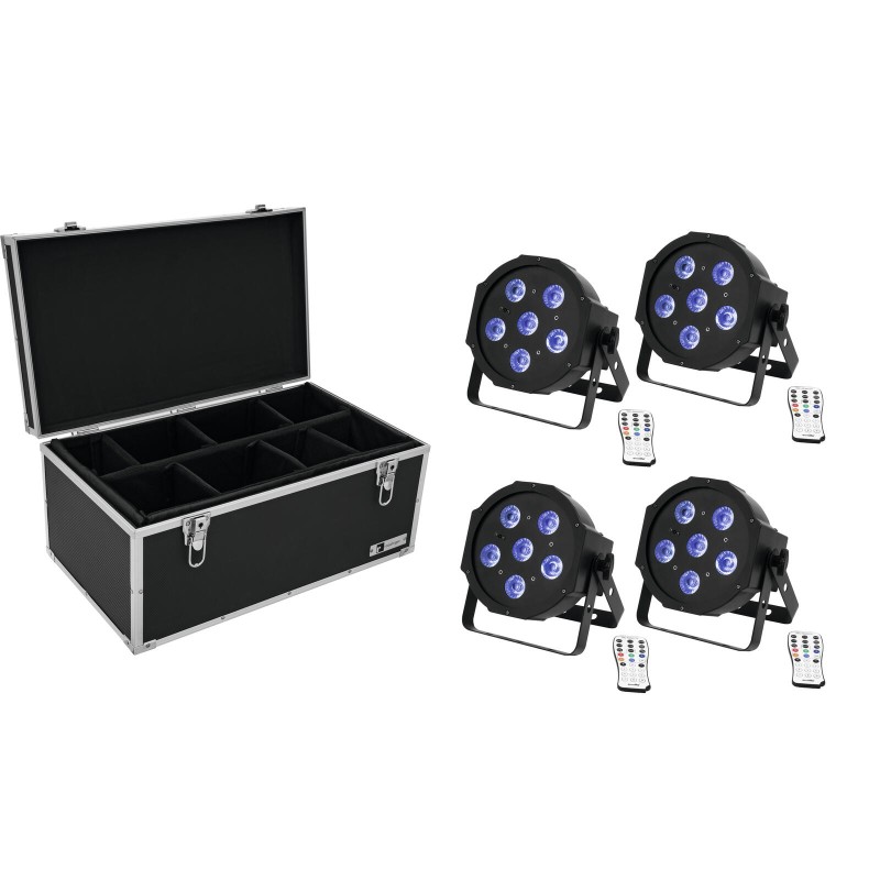 Set 4 proiectoare de podea LED SLS-603 TCL UV Floor + cutie transport EUROLITE 20000633