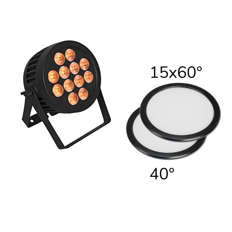 Set Proiector LED de exterior LED IP PAR 12x8W QCL Spot + 2 discuri difuzoare EUROLITE 20000671