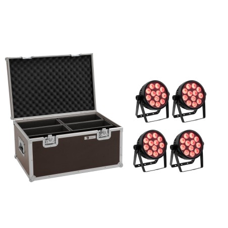 Set 4 Proiectoare LED 7C-12 Spot Silent Slim + cutie transport EUROLITE 20000682