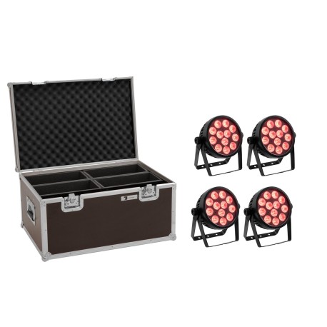 Set 4 Proiectoare LED 4C-12 Spot Silent Slim + cutie transport EUROLITE 20000683