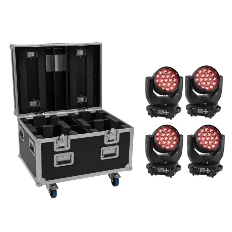 Set 4 Spoturi Moving-Head LED TMH-X4 + cutie transport cu roti EUROLITE 20000685