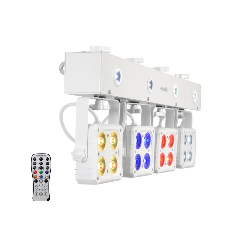 Set compact cu 4 proiectoare LED KLS-180 alb EUROLITE + stativ BS-2 EU Omnitronic