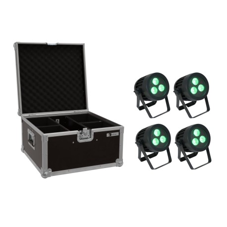 Set 4 Proiectoare de exterior LED IP PAR 3x8W SCL Spot + cutie transport EUROLITE 20000846