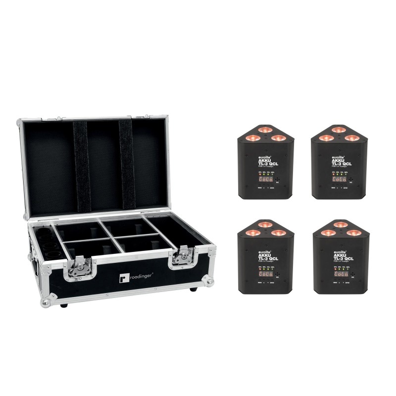 Set 4 Proiectoare pentru truss AKKU TL-3 QCL RGB+UV Trusslight + cutie reincarcare EUROLITE 20000854