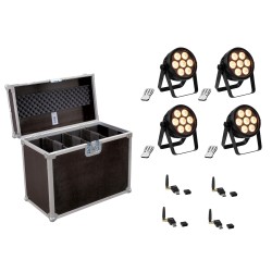 Set 4 Proiectoare LED 4C-7 Spot + 4 transmitatoare/receptoare USB QuickDMX + cutie transport EUROLITE 20000856