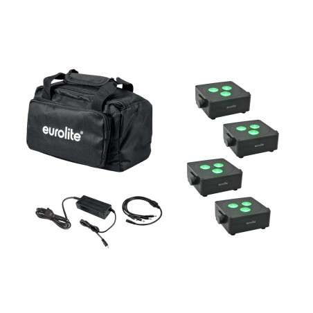 Set 4 Reflectoare LED AKKU IP Flat Light 3 + incarcator + soft-bag EUROLITE 20000860