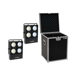 Set 2x Audience Blinder 4x100W LED COB CW/WW + cutie transport EUROLITE 20000904