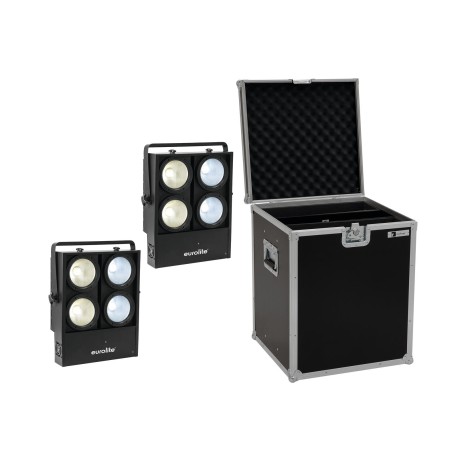 Set 2x Audience Blinder 4x100W LED COB CW/WW + cutie transport EUROLITE 20000904