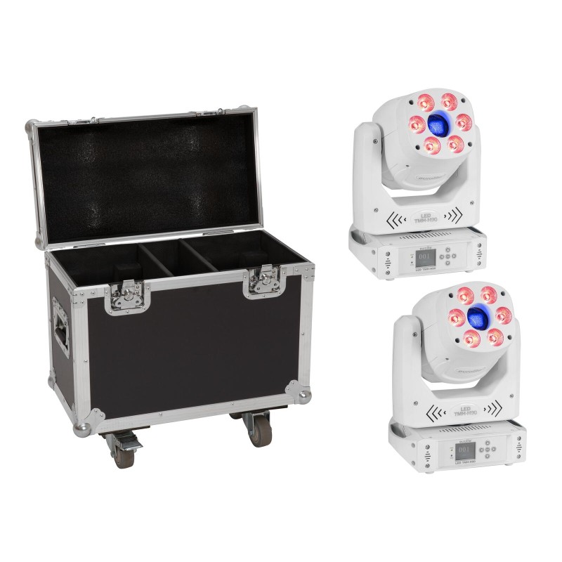 Set 2x Moving-Head hibrid spot/wash LED TMH-H90 COB + cutie transport EUROLITE 20000922