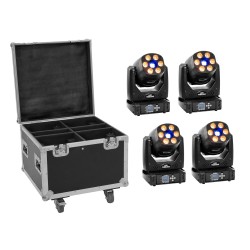 Set 3x Moving-Head hibrid spot/wash LED TMH-H90 + cutie cu roti EUROLITE 20000929
