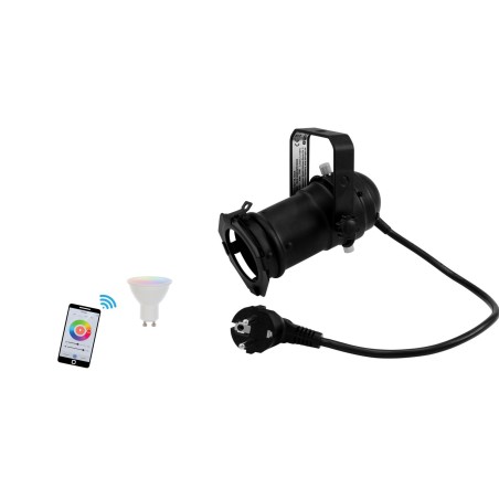 Set Mini Spot PAR-16 pentru lampa GU-10 + bec LED GU10 RGB/WW/CW WiFi EUROLITE 20000944