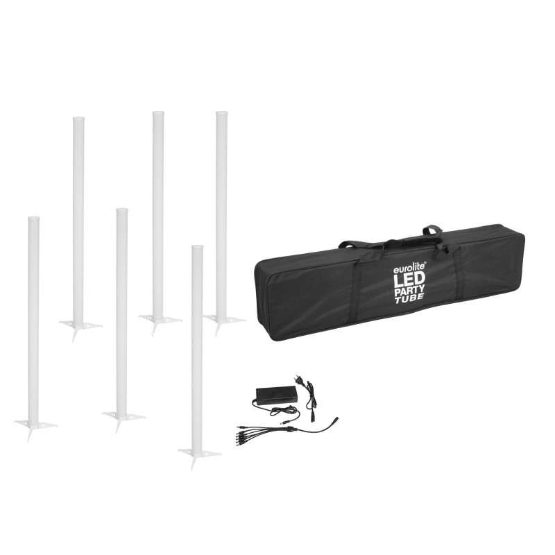 Set 6 Tuburi color AKKU LED Party Tube IR + alimentator + soft-bag EUROLITE 20000952