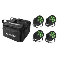 Set 4 Proiectoare de podea LED Silent Par 6 QCL Spot + soft-bag EUROLITE 20000957
