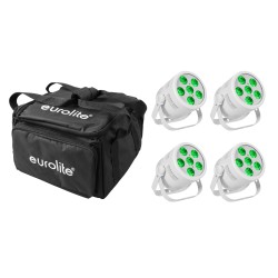 Set 4 Proiectoare de podea LED Silent Par 6 QCL Spot albe + soft-bag EUROLITE 20000958