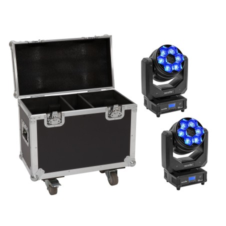 Set 2x Moving Head Hibrid LED TMH-H240 + cutie transport EUROLITE 20000968