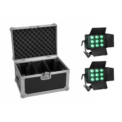 Set 2 Proiectoare LED CLS-9 QCL RGB/WW 9x7W + cutie transport EUROLITE 20000984