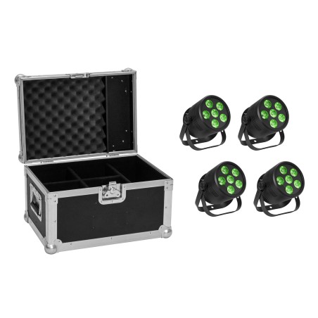 Set 4 Proiectoare de podea LED Silent PAR 6 QCL Spot + cutie transport EUROLITE 20000986