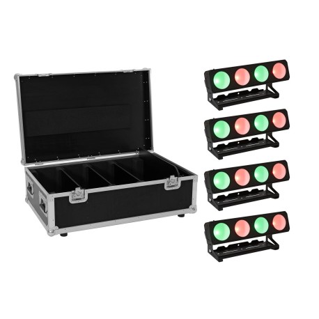 Set 4 Bare LED Color Changing PMB-4 COB QCL 30W + cutie transport EUROLITE 20000996