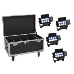 Set 4 Proiectoare LED Multiflood IP 8x10W RGBW Wash + cutie transport EUROLITE 20001000