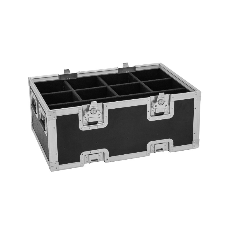 Set 16 Proiectoare de podea LED Silent Par 6 QCL Spot + cutie cu roti si extensie EUROLITE 20001002
