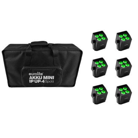 Set 6 Proiectoare LED AKKU Mini IP UP-4 QCL Spot MK2 + soft-bag EUROLITE 20001005