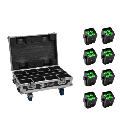 Set 8 Proiectoare LED AKKU Mini IP UP-4 QCL Spot MK2 + soft-bag EUROLITE 20001006