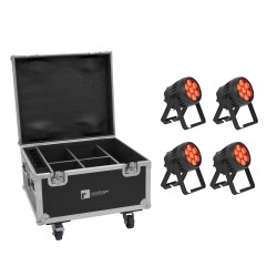 Set 4 Proiectoare LED de exterior AKKU IP PAR 7 QCL CRMX MK2 + cutie incarcare EUROLITE 20001007