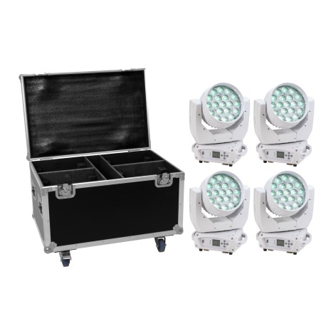 Set 4x Moving Head LED TMH-X4 albe + cutie cu roti EUROLITE 20001016