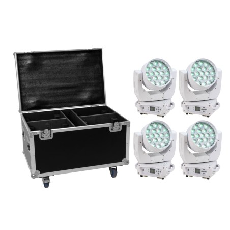 Set 4x Moving Head LED TMH-X4 albe + cutie cu roti EUROLITE 20001016