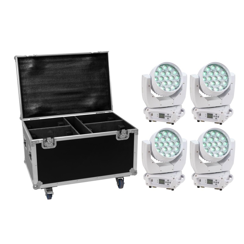 Set 4x Moving Head LED TMH-X4 albe + cutie cu roti EUROLITE 20001016
