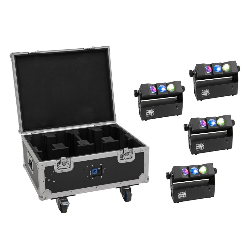 Set 4 Proiectoare LED cu acumulator AKKU MBT-3 Spot MK2 + cutie incarcare EUROLITE 20001030